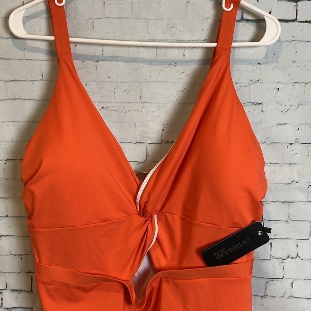 CITY CHIC Majorca 1 Piece Swimsuit Sunburst Orange Sz 18 Plus Size Vacation NWT - Picture 6 of 16